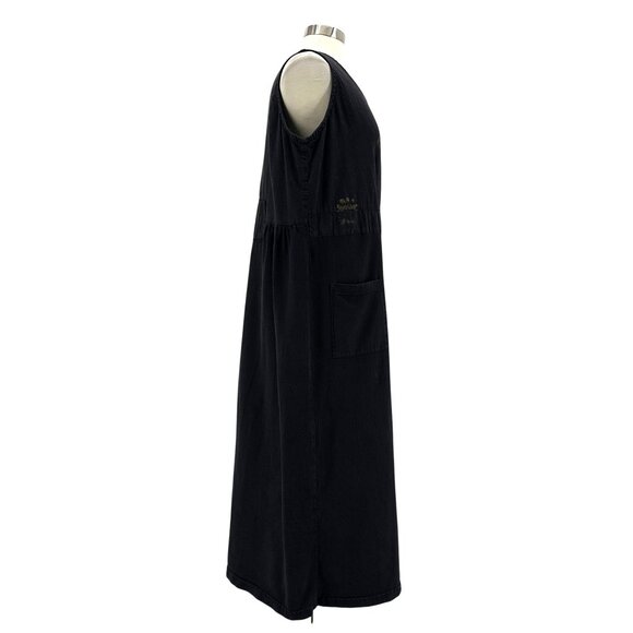 Vintage Blue Cactus Womens Large Dress Linen Blend Sleeveless Jumper Boho Black - Picture 6 of 12